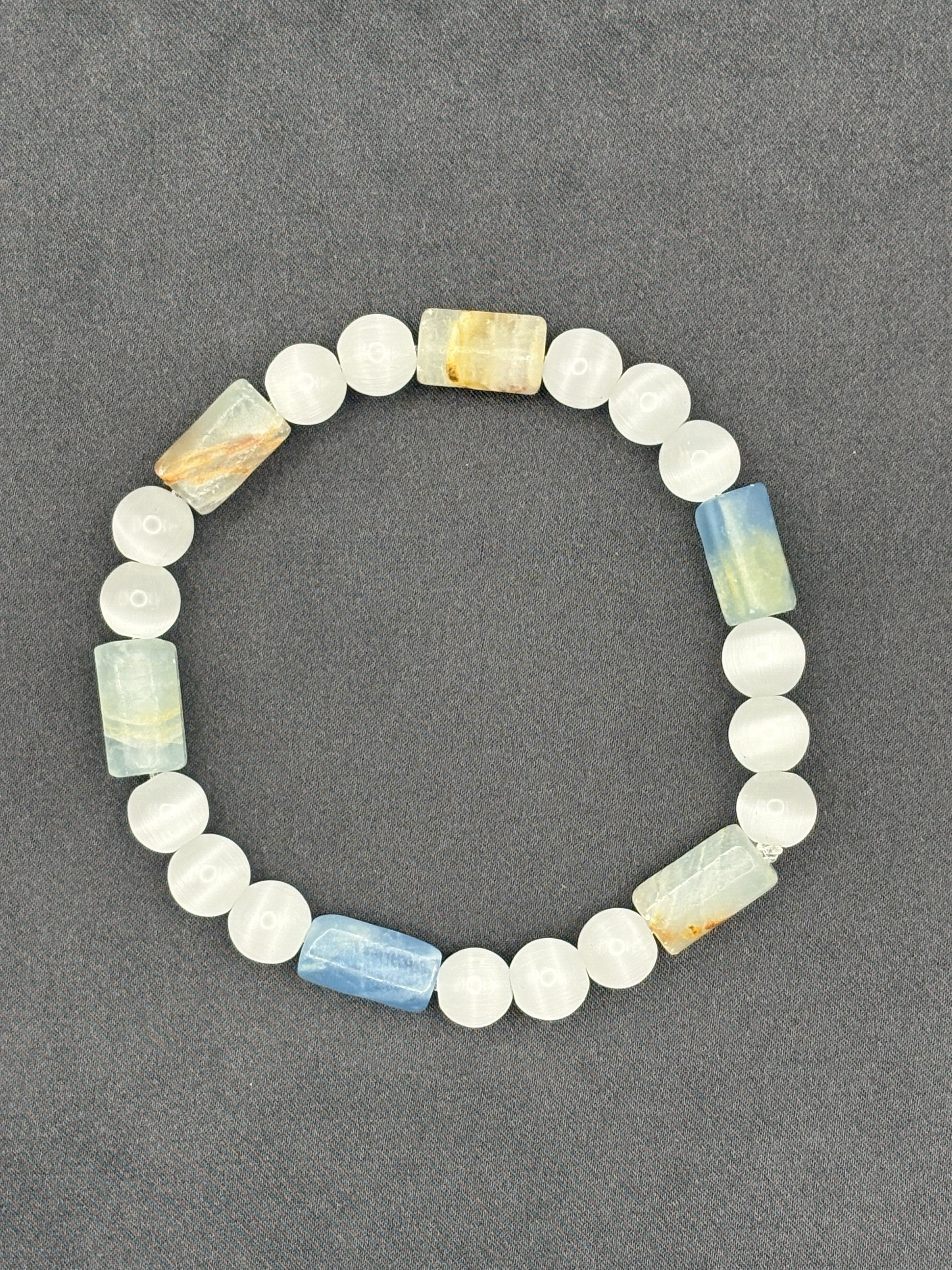 White Tiger Eye & Agate Bracelet